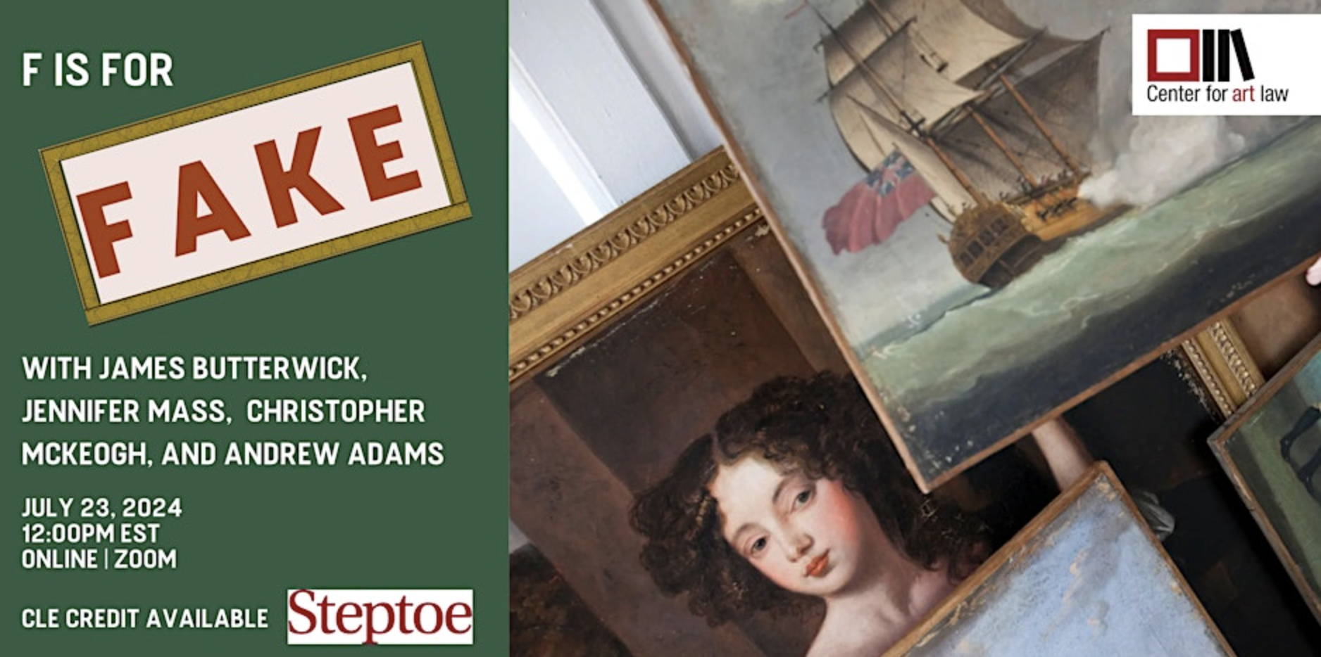 Cover for an event fakes and forgeries CLE.